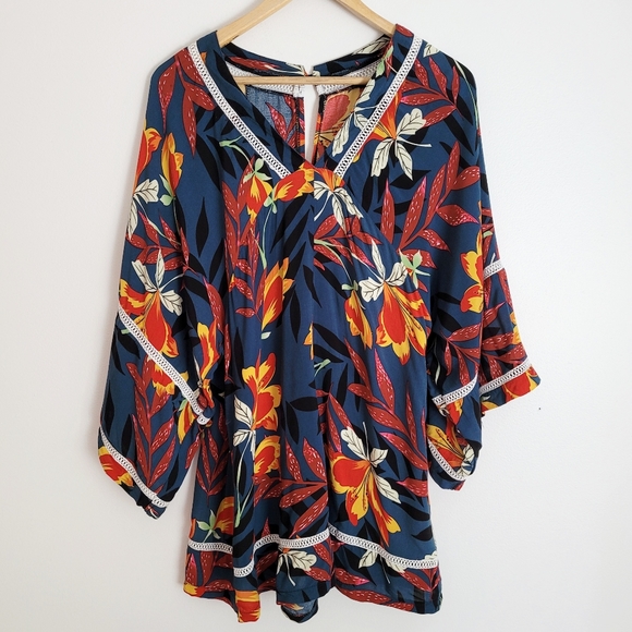 Floral Boho Kimono Jumpsuit Romper - Picture 1 of 16